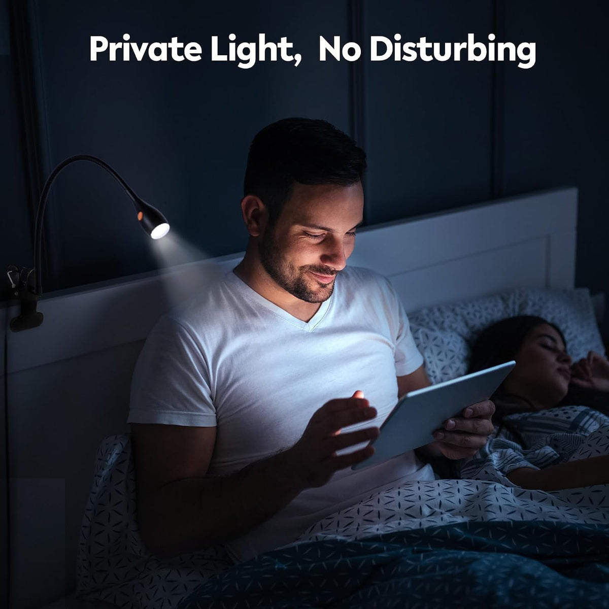 acegoo Minimalist Clip On Reading Light, Head Switch Headboard Book Lamp