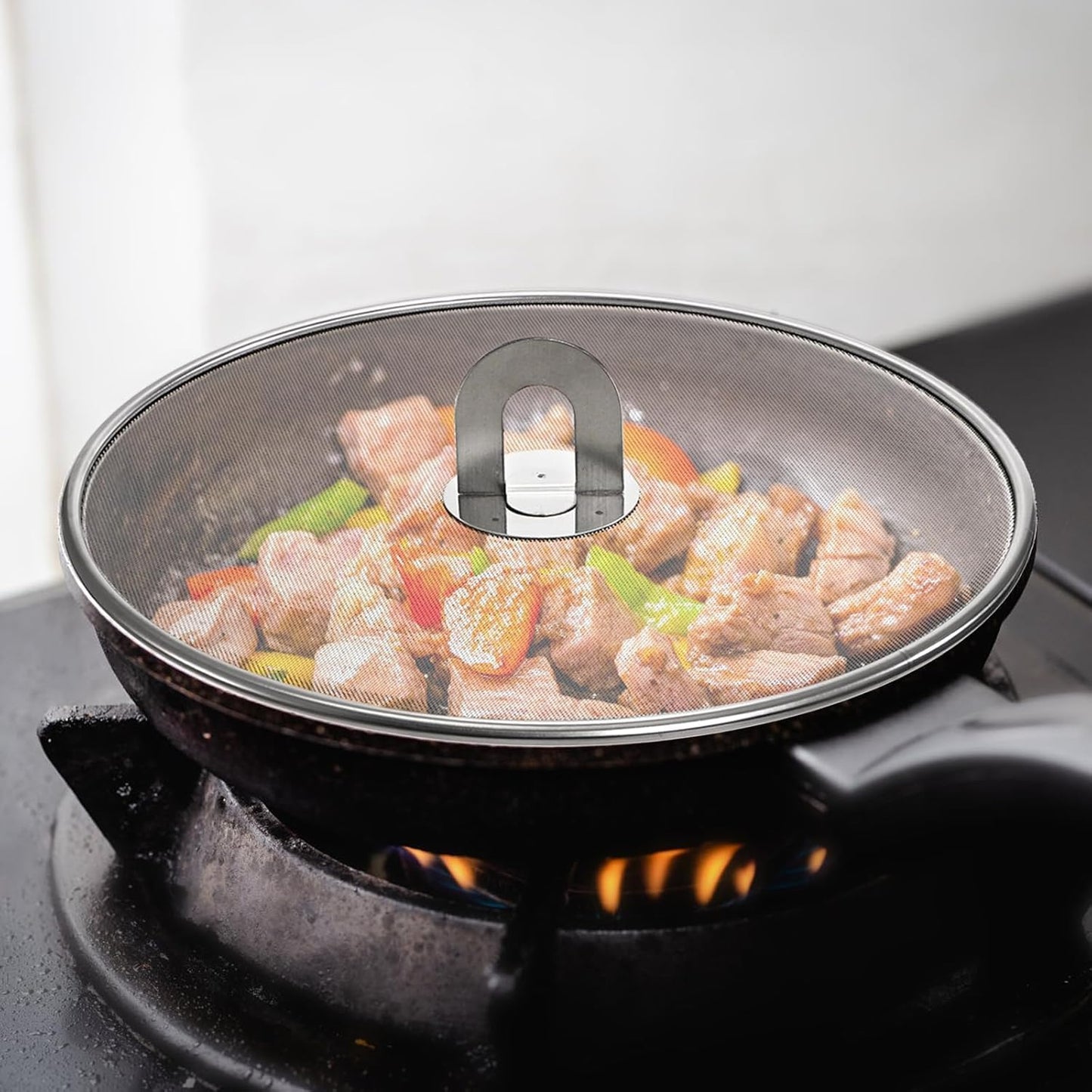 Splatter Screen for Frying Pan,Silicone Grease Splatter Guard, Heat-Resistant Splatter Guards for Cooking,Dishwasher Safe (9.8", 11.4", 13")