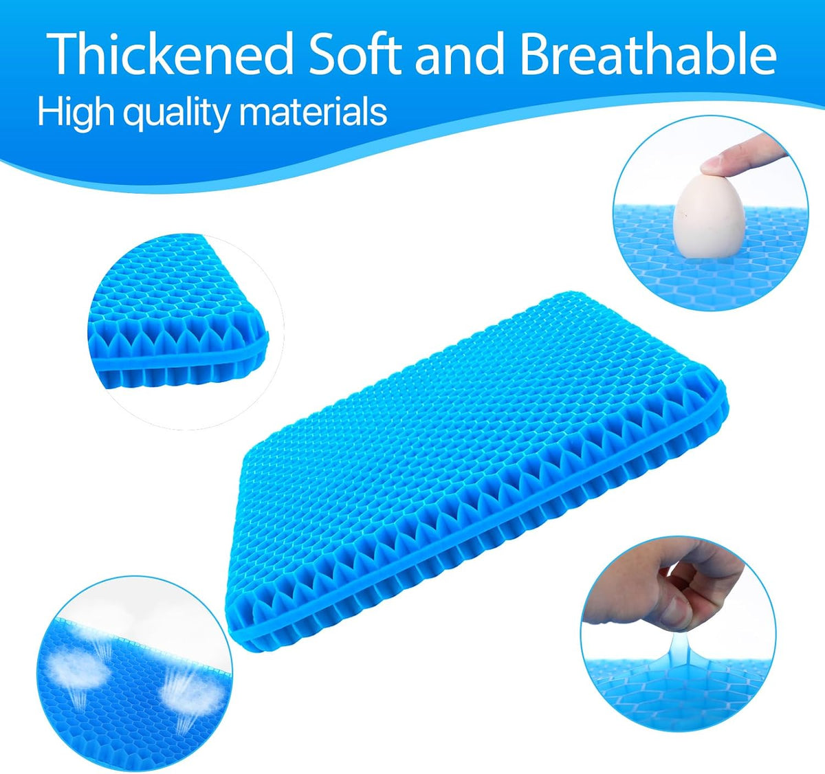 Gel Seat Cushion for Long Sitting, (Thick & Large) Cushion for Wheelchair