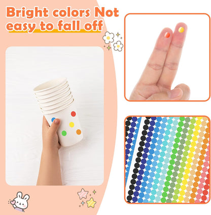 6720 PCS Small Dot Stickers Round Color Coding Labels Circle Dot Stickers Label Sticker in 20 Colors for Office,Classroom