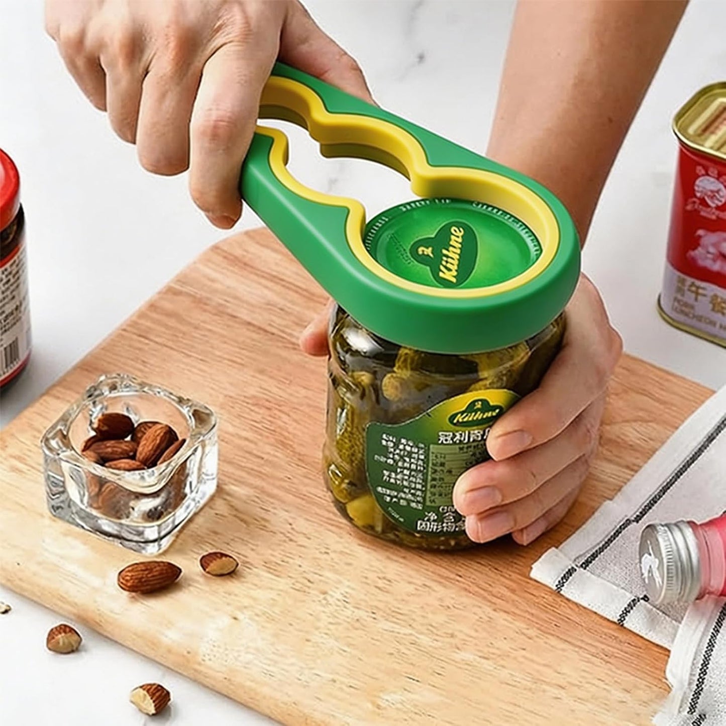 Jar Opener for Seniors with Arthritis,Jar Opener for Weak Hands,5-in-1 Bottle Opener,4-in-1 Can Opener (A-Blue)