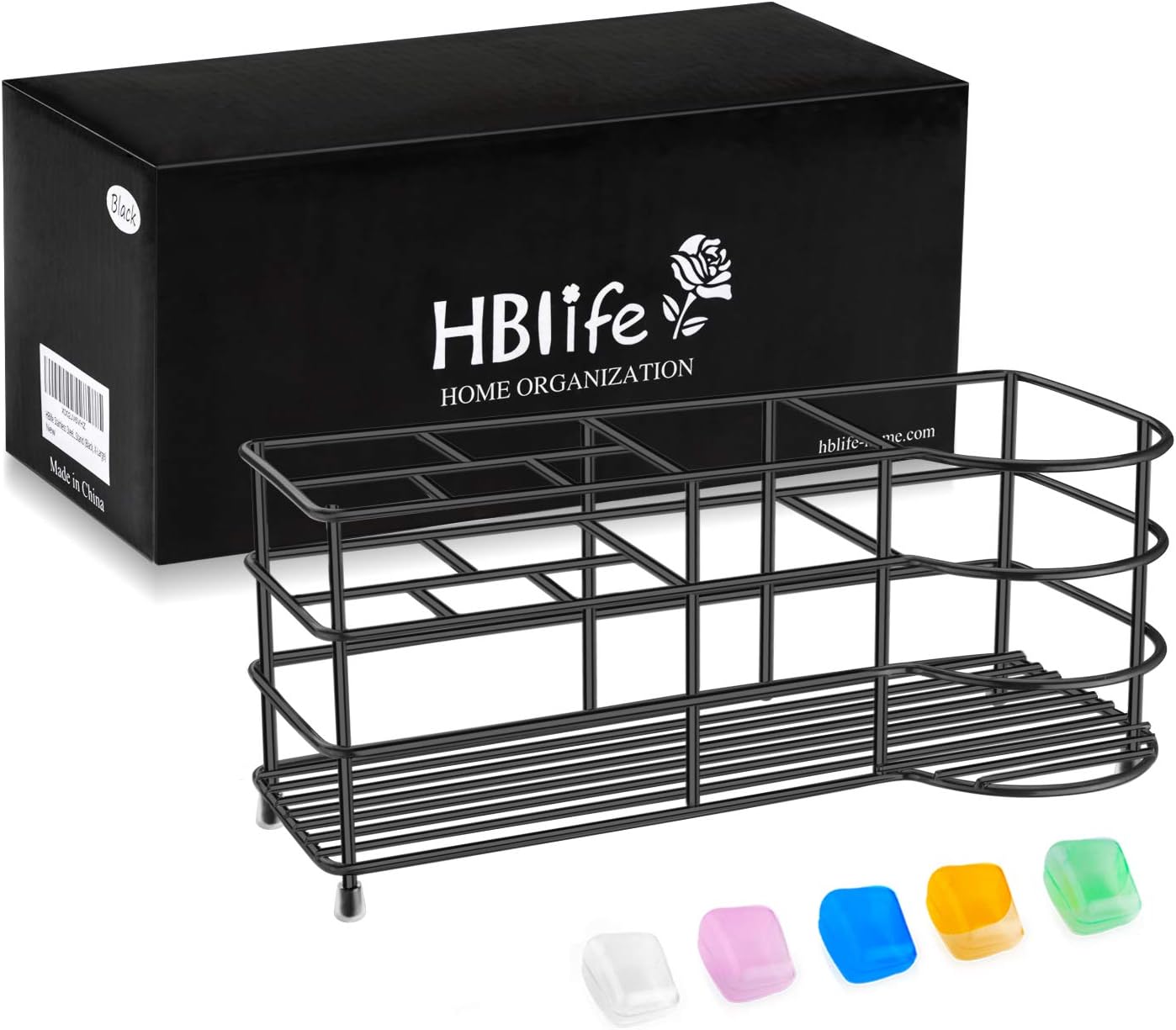 HBlife Toothbrush Holders for Bathroom, 5 Slots Silver Stainless Steel Bathroom Accessories Organizer