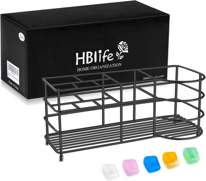 HBlife Toothbrush Holders for Bathroom, 5 Slots Silver Stainless Steel Bathroom Accessories Organizer