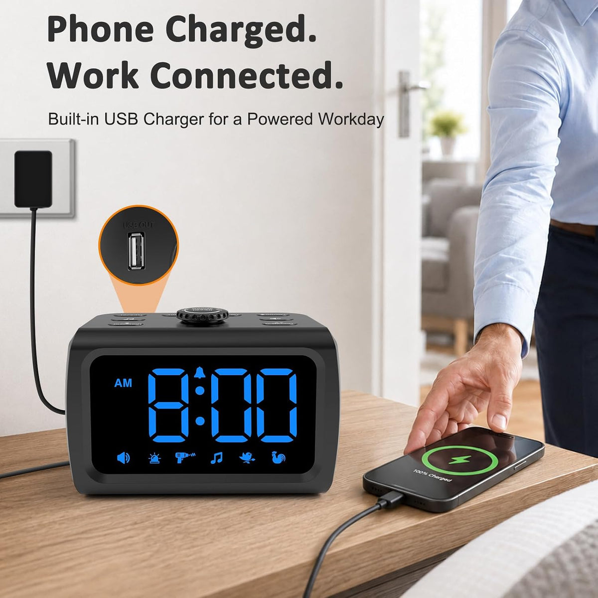Peakeep Super Loud Alarm Clock for Heavy Sleepers Adults Teens, Big Numbers