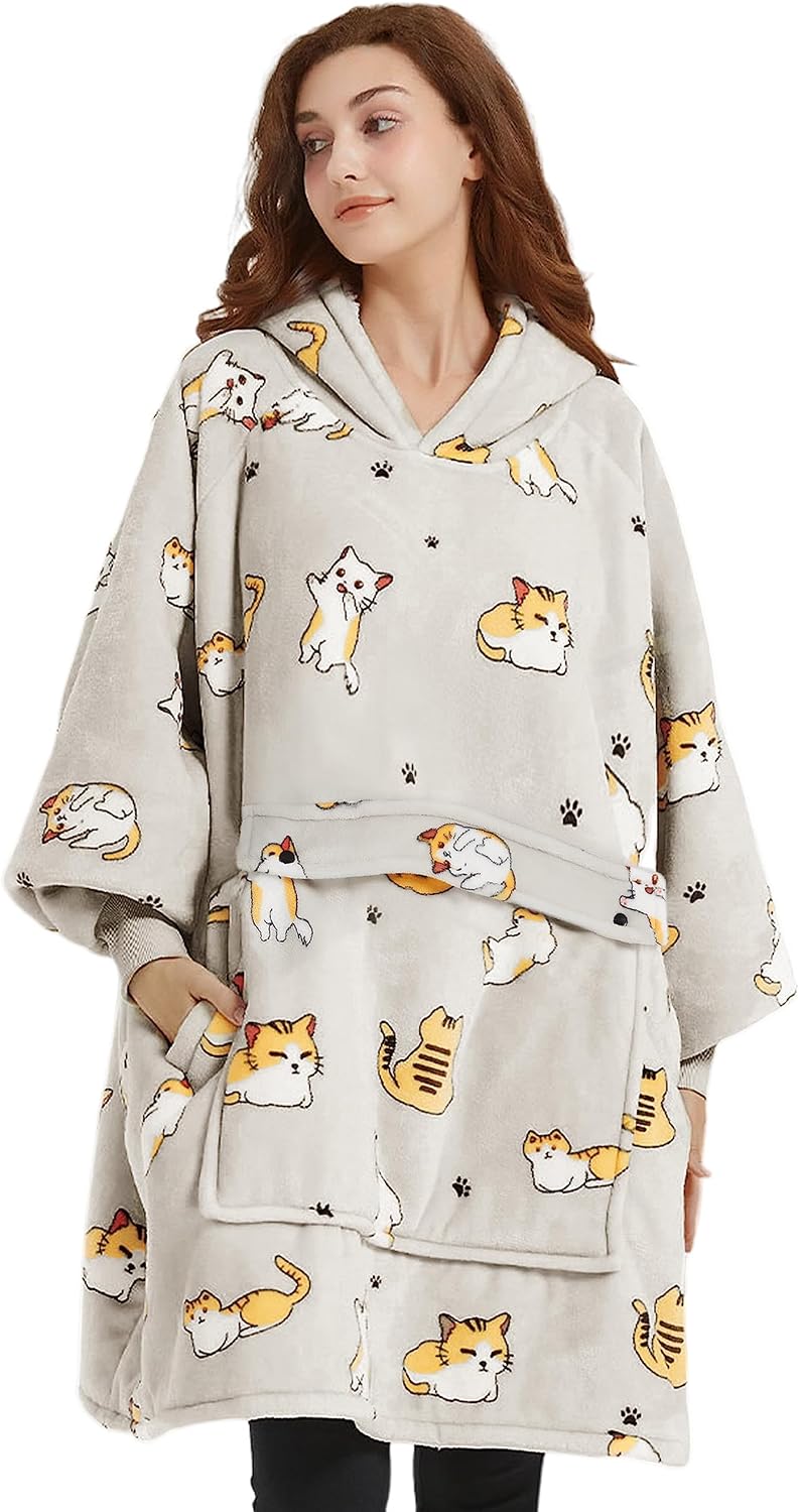 Wearable Blanket Hoodie for Adults With Pocket Strawberry Hoodie | Sherpa, Fuzzy Blanket Hoodie, Oversized Sweatshirt Blanket, Kangaroo Pouch, Cute Birthday Gifts for Sister, Cute Stuff