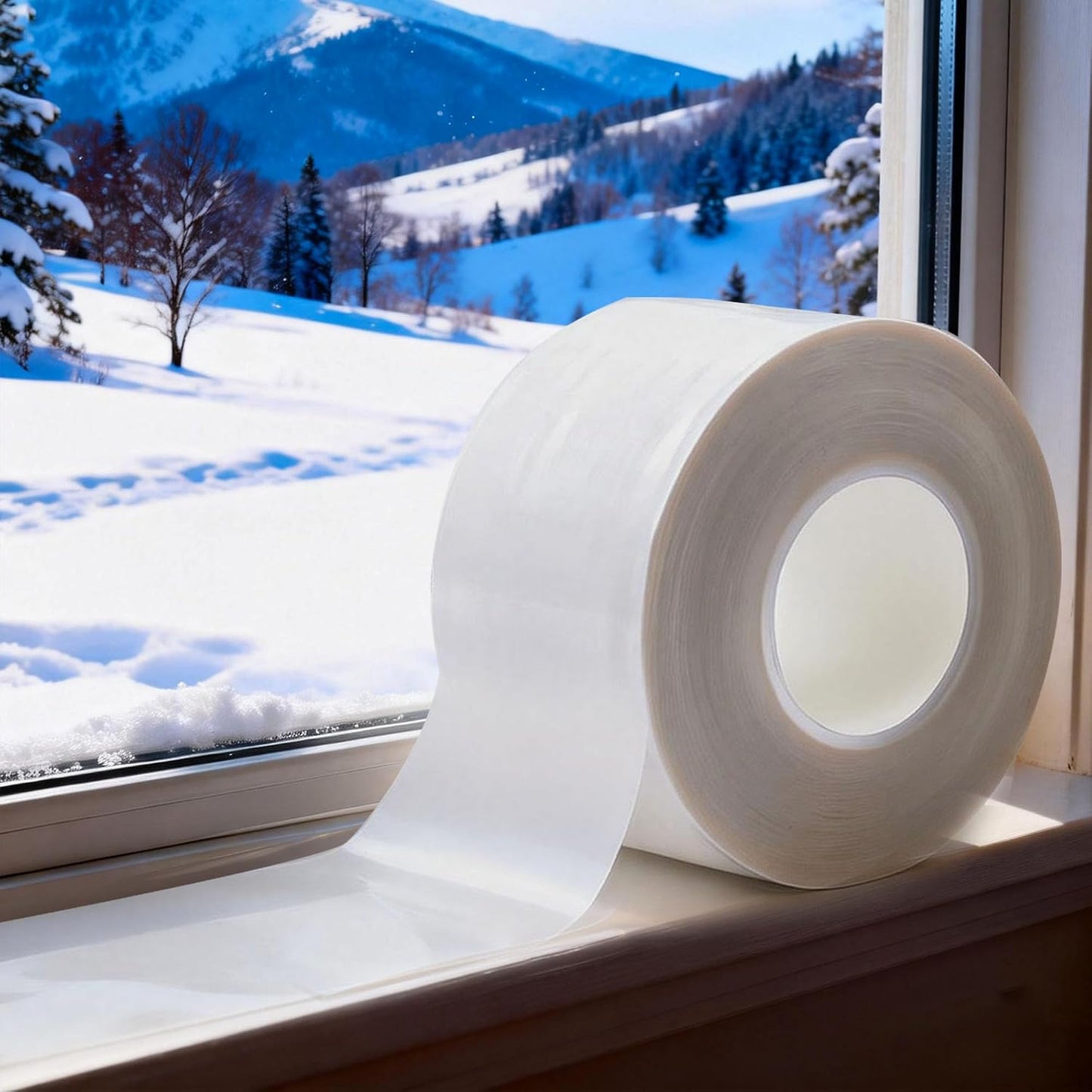 Window Sealing Tape 2 Inch x 33 Ft Transparent Window Insulation Waterproof Nano Draft Isolation Tape Clear Weather Stripping Caulk Tape for Window and Bathroom Shower Glass Side Gaps