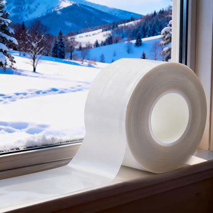Window Sealing Tape 2 Inch x 33 Ft Transparent Window Insulation Waterproof Nano Draft Isolation Tape Clear Weather Stripping Caulk Tape for Window and Bathroom Shower Glass Side Gaps