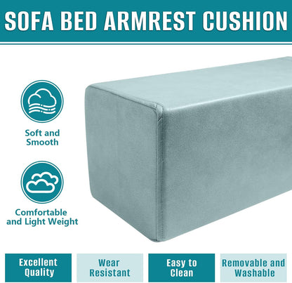 2 Pack Couch Arm Rest Pillow, 6''x6''x20'' Faux Leather Waterproof Cover, High Density Foam Armrest Cushion, Removable & Washable Elbow Support for Sofa, Bed, and Armchair (Medium Grey)