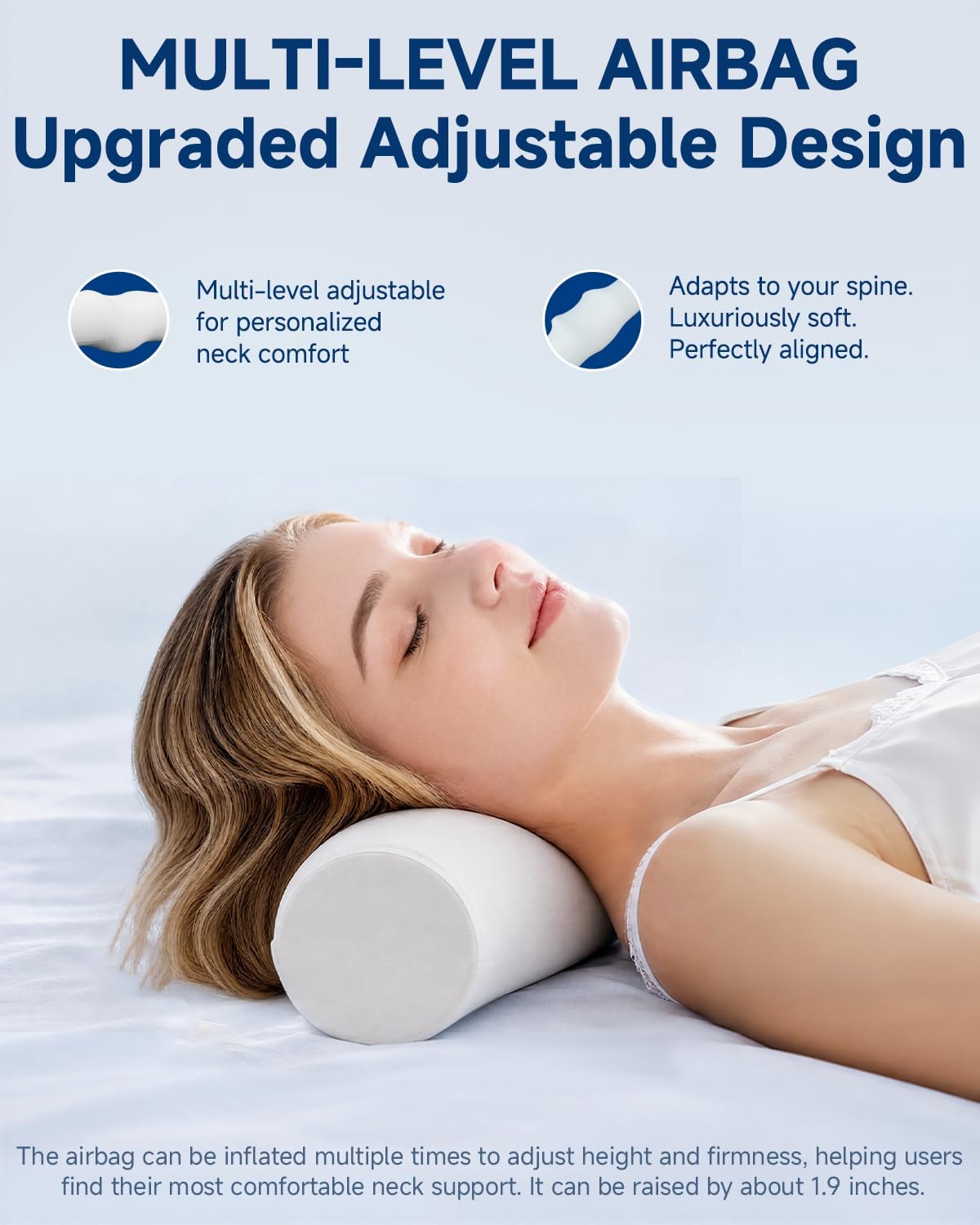 SMDR Cervical Neck Pillow for Pain Relief Sleeping, Memory Foam Neck Roll with Firm Ergonomic Support, Round Bolster for Neck and Shoulder Comfort, Washable Cover, 4.71" x 23.61"