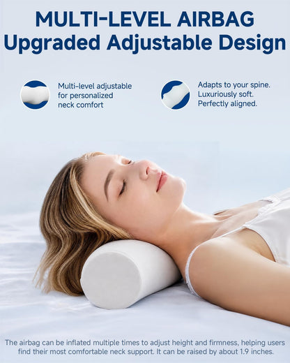 SMDR Cervical Neck Pillow for Pain Relief Sleeping, Memory Foam Neck Roll with Firm Ergonomic Support, Round Bolster for Neck and Shoulder Comfort, Washable Cover, 4.71" x 23.61"