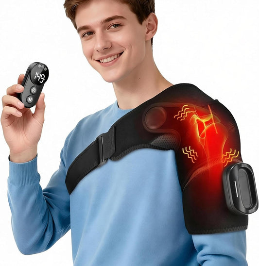 Cordless Shoulder Heating Pad with Massage & Magnetic Remote Control