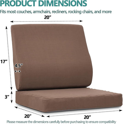 Shinnwa Lumbar Support Pillow for Recliner, Ultra-Soft Foam Back Support Pillow and Egg Crate Foam Seat Cushion 2-in-1 for Couch, Office Chair, for Back Pain Relief, Brown
