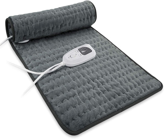 Heating Pad Electric Heat Pad, Hot Heated Pad,Multiple Temp and Timer Settings,Suitable for Shoulders, Neck, arms, Abdomen, Back, Legs, etc. (Gray Green, 24"X12")
