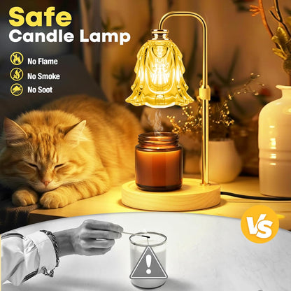 Candle Warmer Lamp with Timer and Dimmer, Electric Wax Warmers for Scented Candles with 5 Brightness Settings, Anti-Glare Lamp with Adjustable Height, Home Decor, Gift for Birthday, Valentines