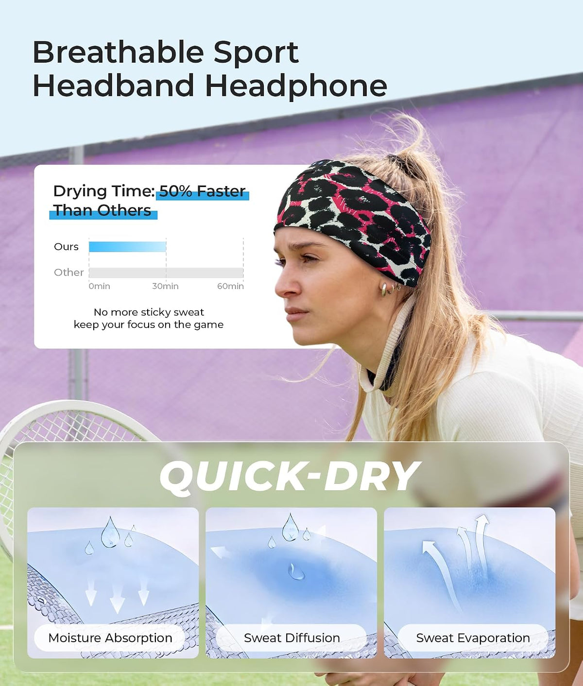 LOVE EYE Wireless Bluetooth 5.4 Sleep Headband Headphones for Side Sleeper