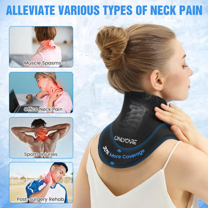 ONLYCARE Neck Ice Pack Wrap Gel - Upgraded Shoulder Ice Packs for Injuries Reusable, Hot and Cold Compress Ice Packs for Neck, Relief of Pain, Office Pressure, Swelling, Sprains