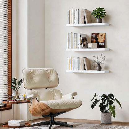 BAYKA Rustic Brown Floating Shelves 22.5in, Set of 2, Wall Mount Wood Shelf | Easy Install, 22lbs Max Load, Hidden Bracket, for Bathroom Bedroom Living Room or Kitchen, Hanging Shelf Book Decor Storage