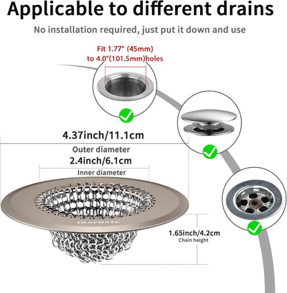TRAPMATE Shower Drain Hair Catcher, 4.4" Anti-Clogging Bathtub Drain Cover | Easy Flip Cleaning, Traps Hair with Fast Drainage, Anti-Slip Drain Protector Fits Regular & Pop-up Drains (Patented Product)