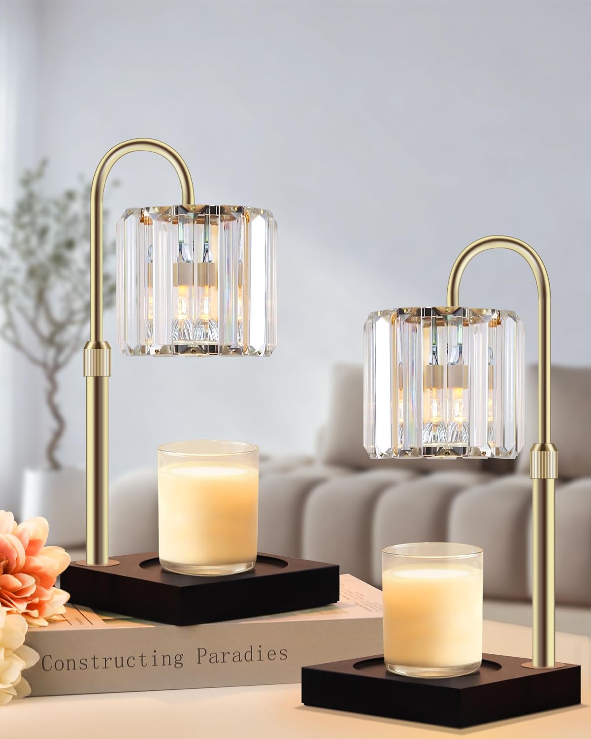 TigQiang Crystal Candle Warmer Lamp with Timer, Adjustable Height, Clear