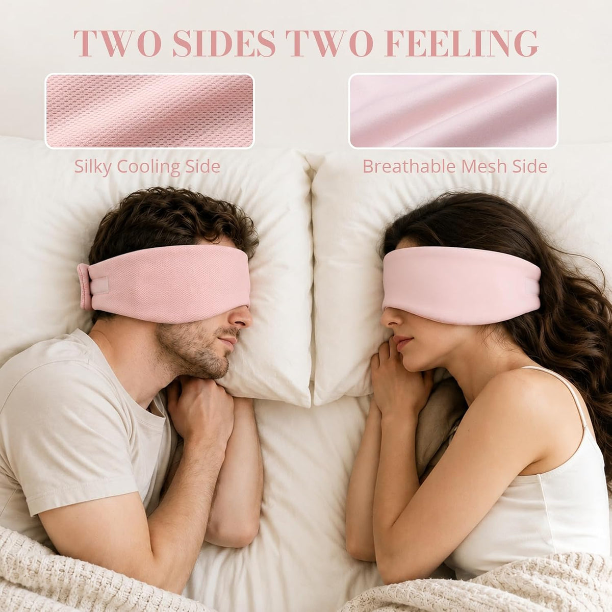 Sleep Mask for Women Men, Reversible Eye Mask Sleeping with Cozy & Cooling Sides, Adjustable Velcro Band, Blackout Face-Hugging Padded Eye Cover for Sleeping Travel Office, Grey/White