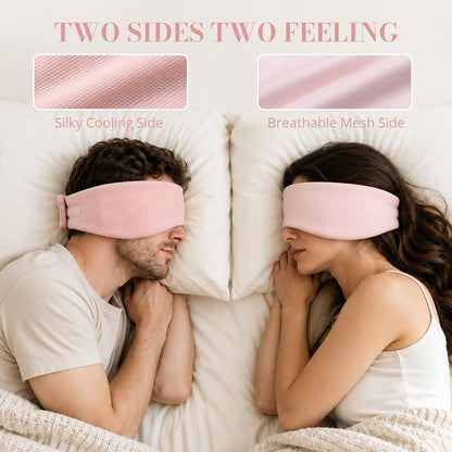 Sleep Mask for Women Men, Reversible Eye Mask Sleeping with Cozy & Cooling Sides, Adjustable Velcro Band, Blackout Face-Hugging Padded Eye Cover for Sleeping Travel Office, Grey/White