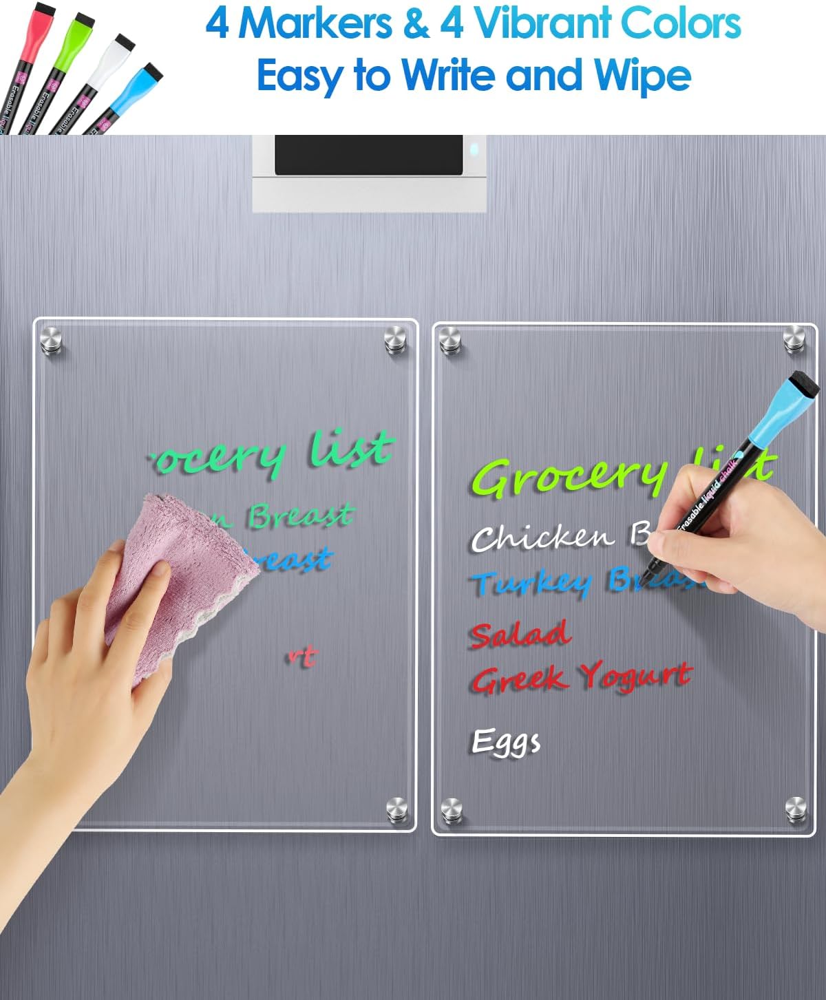 MaxGear Acrylic Magnetic Whiteboard for Fridge, 12 x 8 Inch Dry Erase Board | Durable Acrylic Material, Powerful Magnets, Smooth Writing and Easy Cleaning for Grocery Lists, Meal Plans, and Reminders