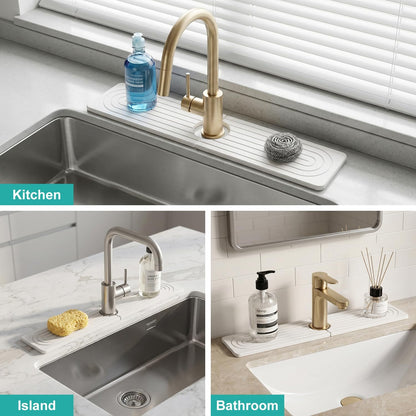 Fast Dry Stone Faucet Mat for Bathroom Sink Kitchen Counter Marble Trays | Small Diatomite Sink Splash Guard White Absorbent Tray Counter Quick Drying Stone Kitchen Diatomaceous Earth Around Faucet