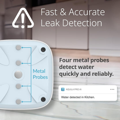 D-Link Next-Gen WiFi Water Leak Detector Starter Kit with 2 sensors—Loud 100 dB Sound Alarm—App Alert—LED Strobe Light—No Hub Required—Works with Google—1000ft Ultra-Long Range—Expandable (SW-A11KT)