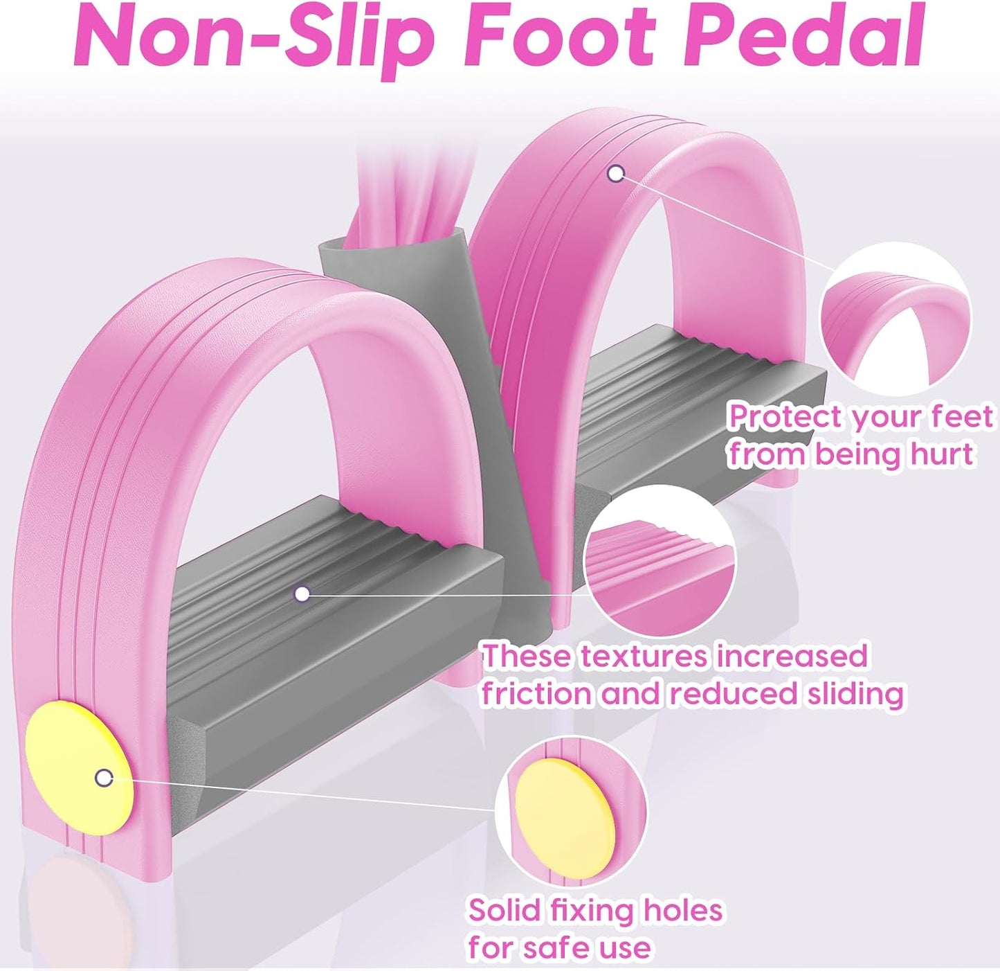 Pedal Resistance Band with Handles, 6-Tubes Natural Rubber Exercise Bands | Upgrade Foot Pedal Resistance Bands for Working Out, Multifunction Fitness Equipment for Abdomen, Waist, Arm, Leg, Pilates