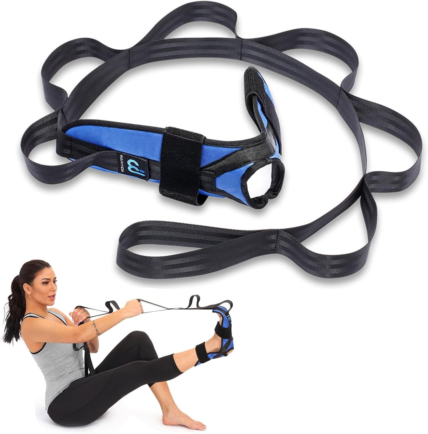 Foot Calf stretcher for Plantar Fasciitis, Achilles Tendonitis, Heel Spurs, Drop Foot. Yoga Stretching Strap for Leg, Thigh and Hamstring (Red)