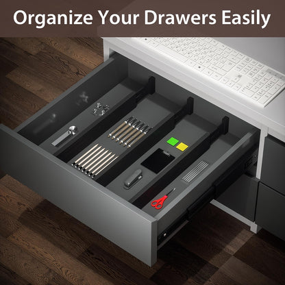 4 PCS Drawer Divider, 17"-22" Adjustable Bamboo Drawer Dividers Organizers, Expandable Separators for Kitchen, Clothes, Dressers, Home, Office