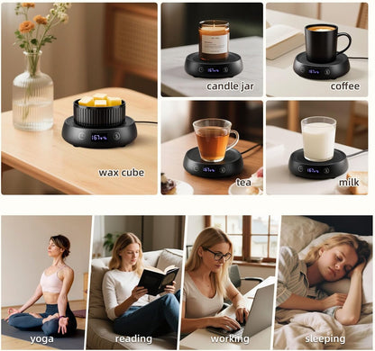 Coffee Mug Warmer for Desk Timer Candle Warmer Lamp Scented Wax Melt Melter | Smart Heated Electric Tea Coffee Cup Candle Wax Melter Warmer Plate for Home Office, 1-9H Auto Shut Off, Coffee Lover Gifts