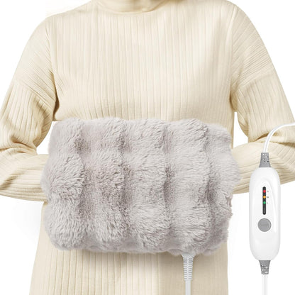 Double-Sided Heating Pad for Hands, Luxury Faux Fur Electric Hand Warmer for Fingers Arthritis, Heated Gloves Indoor Use, Hand Warmer Pouch for Women Men Hand Pain Relief, 3 Levels & Auto Off, Brown