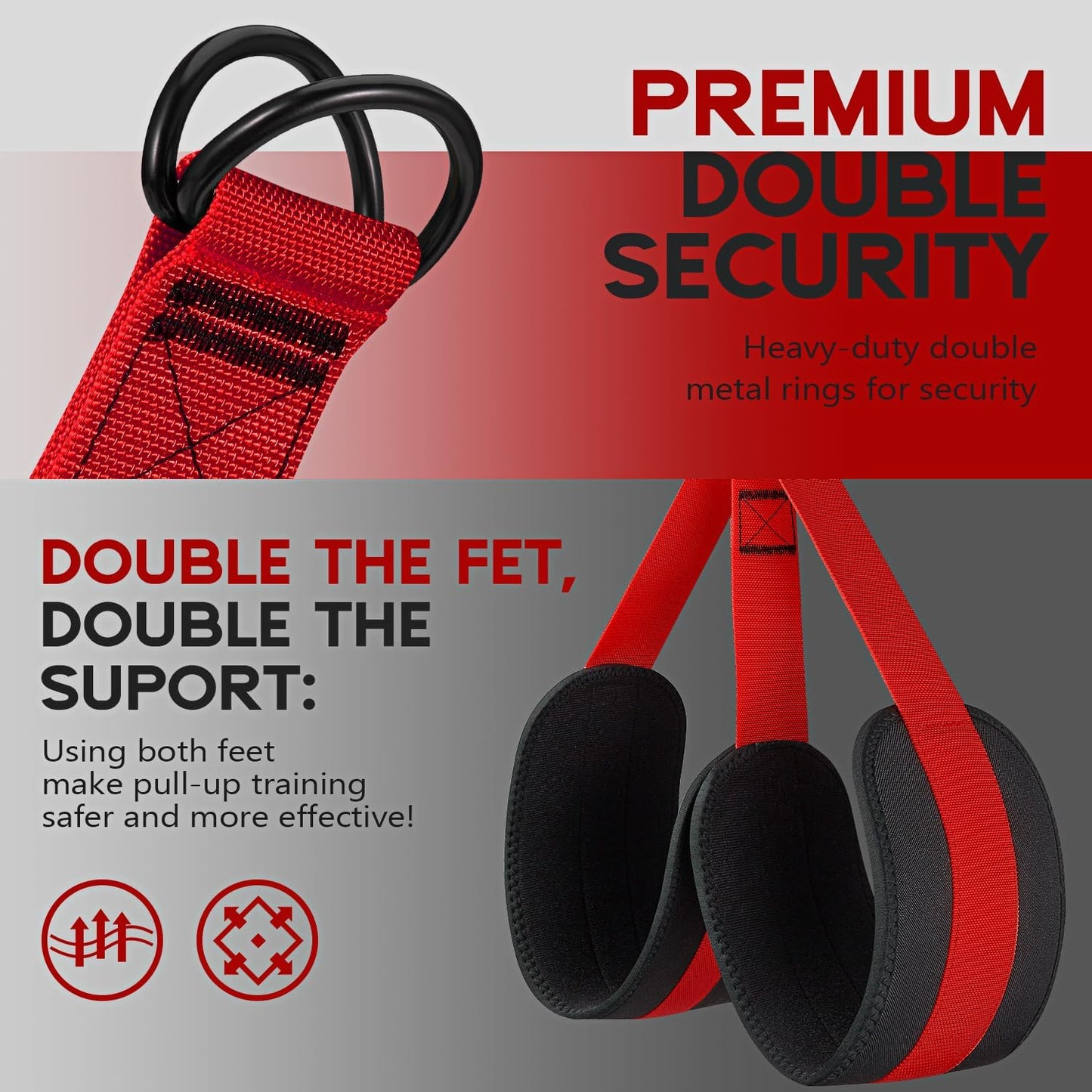Pull Up Assistance Bands, Adjustable Heavy Duty Resistance Band for Pull Up, 3 Pull Up Bands, Comfortable Fabric Feet/Knee Rest, Assistance Bands for Pull-Up, Home Fitness, Body Stretching