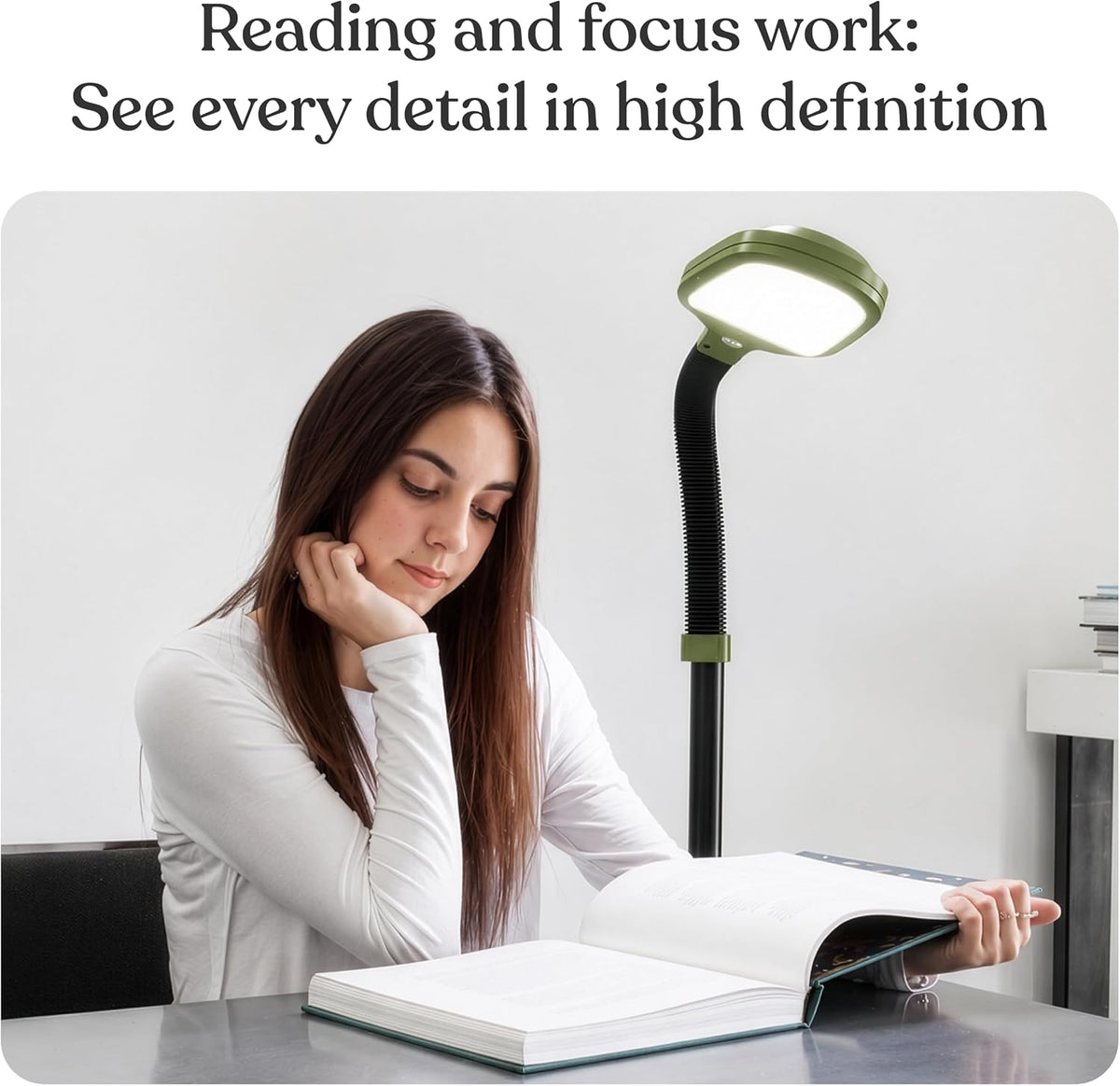Brightech Litespan - Bright LED Floor Reading Lamp for Over Chair Crafts and Reading, Esthetician Light for Lash Extensions, Gooseneck Adjustable Standing Lamp for Living Room, Bedroom, Office - Black