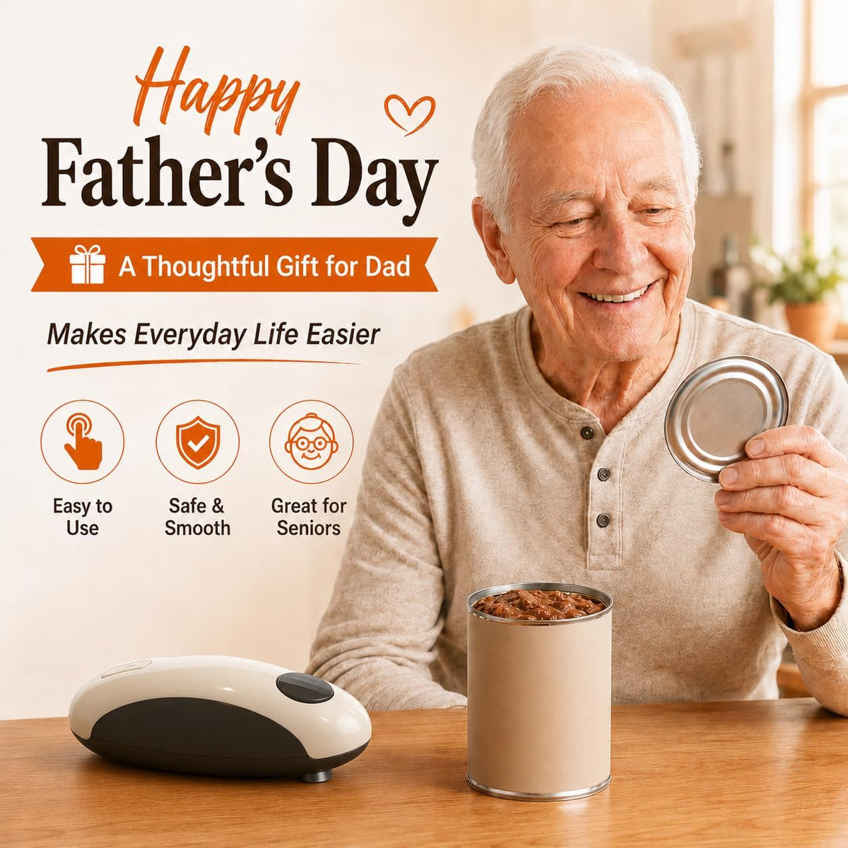 Battery Electric Can Opener, One-Touch,Hands-Free,Smooth Edge,Black,Compact