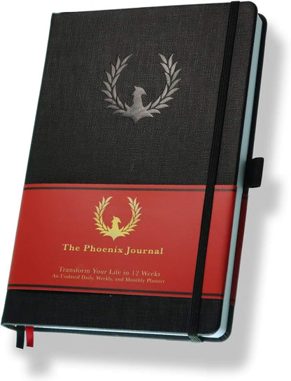 The Phoenix Journal - Quarterly Goal Planner, Daily Planner Journal & Organizer for Goal Setting, Productivity & Focus - Undated 12 Week Planner, Weekly & Monthly Planning, Habit Tracking - Hardcover - Black