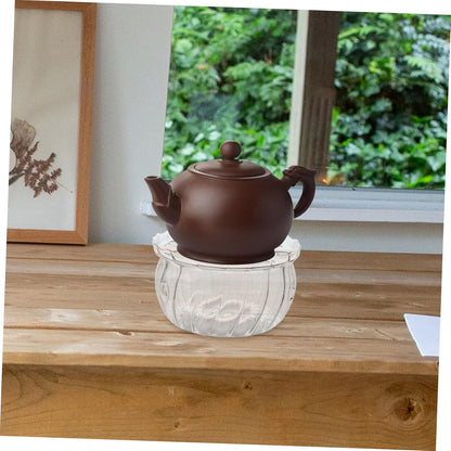 VOSAREA Glass Teapot Warmer Tealight Holder Multifunctional Heat Base for Teapots Tea Soups Easy to Clean Decorative Glass Tea Warmer for Kitchen Accessories