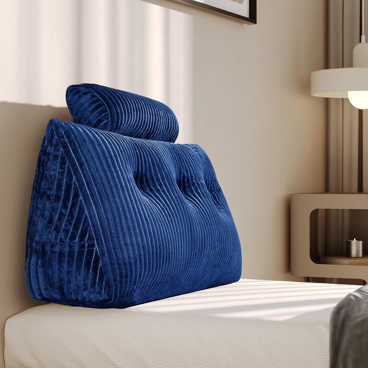 Z-hom Headboard Pillow, Wedge Backrest Cushion, Queen Size,NO Roll Pillow | Grey Triangular Backrest Cushion Equipped,NO Roll Pillow,Ideal for Reading,Sitting Up in Bed&Filling Headboard Gaps