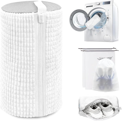 Shoe Washing Machine Bag,Laundry Shoe Bag for Washer and Dryer,Reusable Shoe Cleaning Bag for Sneakers,Tennis Shoes,With Self-locking Zipper, Microfiber Inside,Include Shoe Bag (Pro Grey - 1 Pack)