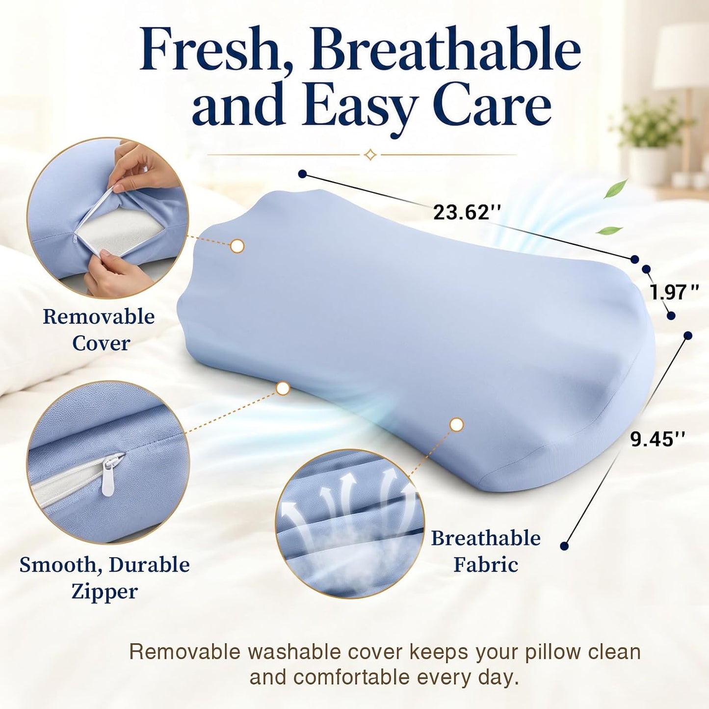 Fledano Lumbar Support Pillow for Bed – Memory Foam Lower Back Pain Relief Pillow for Sleeping, Ergonomic Lumbar Pillow for Side & Back Sleepers, Sciatica & Hip Pain Relief, Washable Cooling Cover
