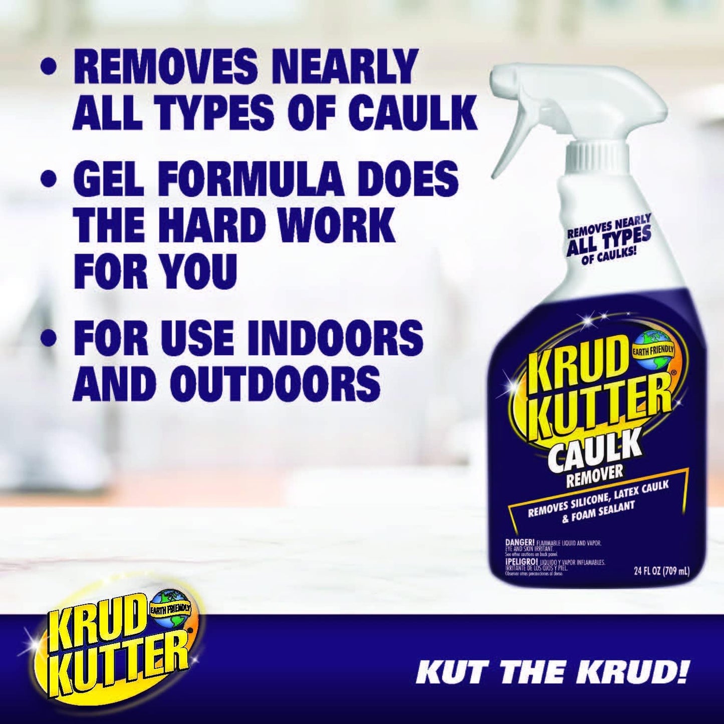 Krud Kutter Caulk Remover Spray, 24 oz, Softens and Removes Caulk, Sealant and Adhesive Residue, Easy to Use Spray for Bathroom, Kitchen, Windows and Tile Surface Prep