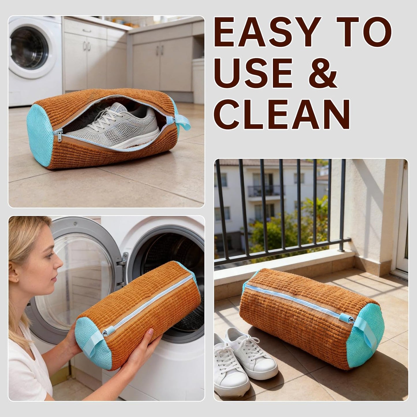 1PCS Blue Shoe Washing Machine Bags for All Shoe Types | Deep Cleaning,Reusable and Durable,Safeguarding Shoes from Scuffs and Deformation,Tear-Resistant Chenille Fabric