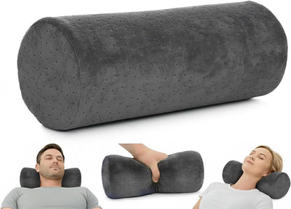 AllSett Health Firm Cervical Neck Roll Memory Foam Pillow, Bolster Pillow, Round Neck Support for Sleeping | Bolster for Bed, Legs, Back and Yoga