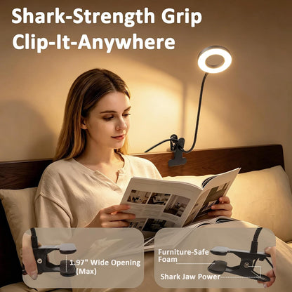 Akynite Desk Lamp Clip on Light, 48 LED Clamp Lamp, 5 Color 10 Brightness