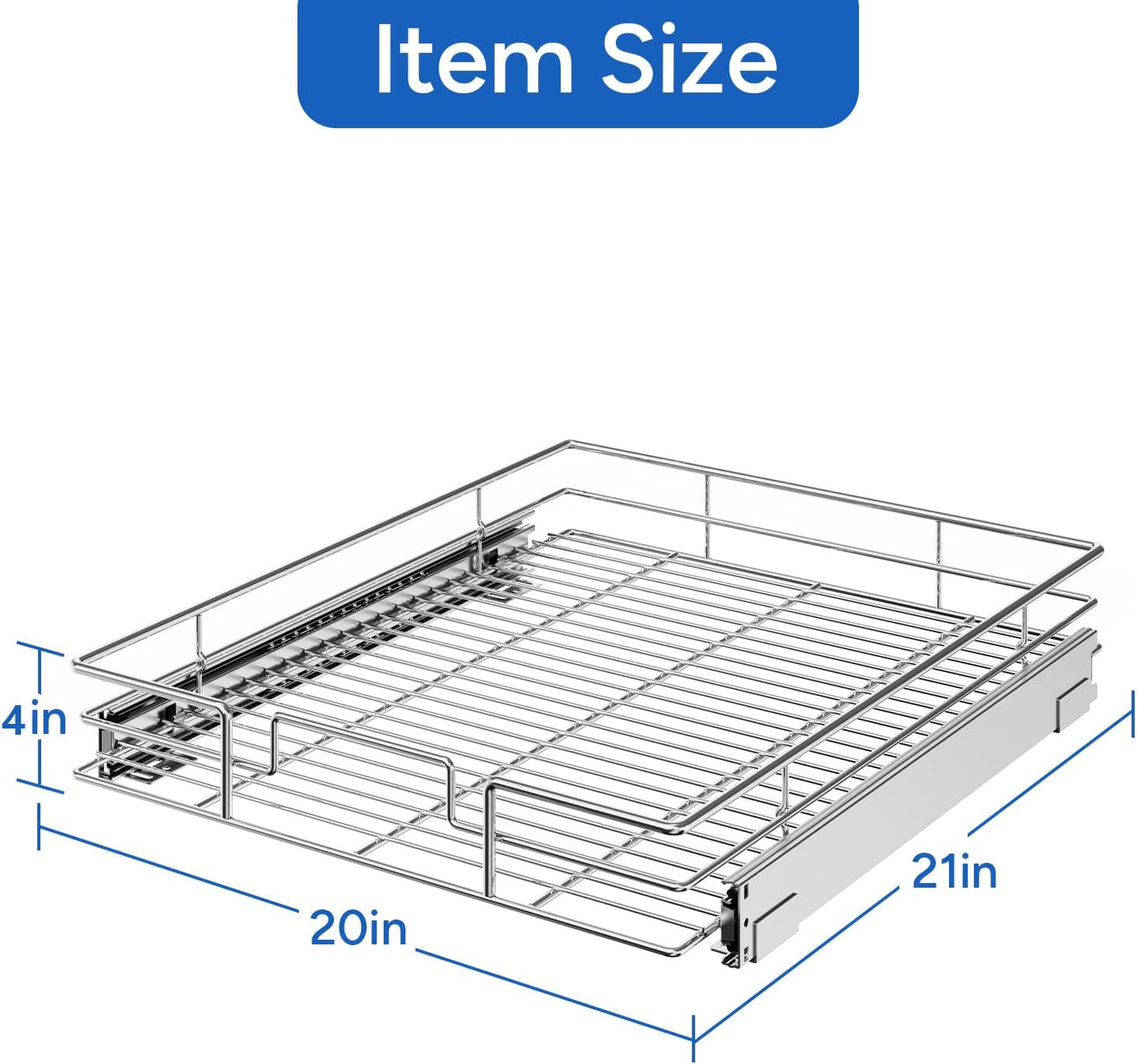ROOMTEC Pull Out Cabinet Organizer, Pull Out Shelves 5½" W x 21½" D, Heavy Duty Cabinet Drawers Slide Out Kitchen Organizers Storage Shelf