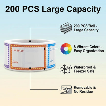 500Pcs Blue Freezer Labels, Waterproof Write-On Stickers | 500Pcs labels; removable writable adhesive for jars, containers, meal prep, pantry storage, and freezer use.