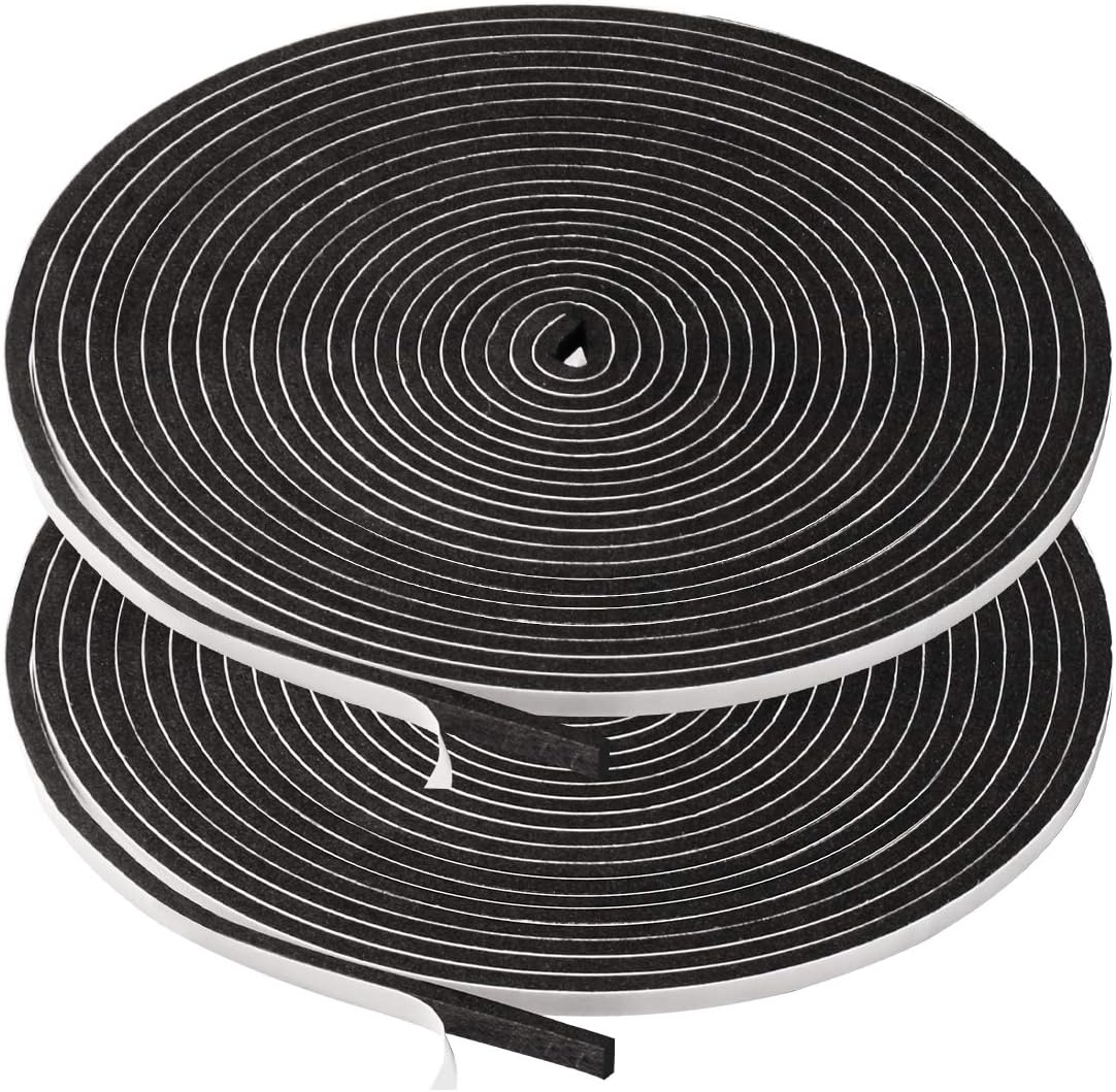 2 Rolls Foam Seal Tape for Door Window Insulation, Soundproof and Shockproof Foam Adhensive Strip, 3/8" Wx3/16 T Single Sided Foam Tape, Cold Air and Draft Closed Cell Seal Strip,Total 32FT