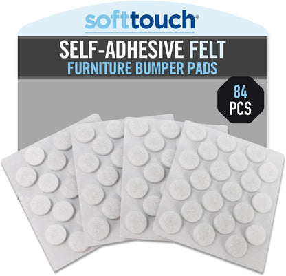 SoftTouch 3/8" Round Mini Self-Stick Furniture Slider Felt Pads for Hard Surfaces, Noise-Reducing Adhesive Furniture Moving Pads for Beds, Sofas, Dressers, 84-Count, Brown
