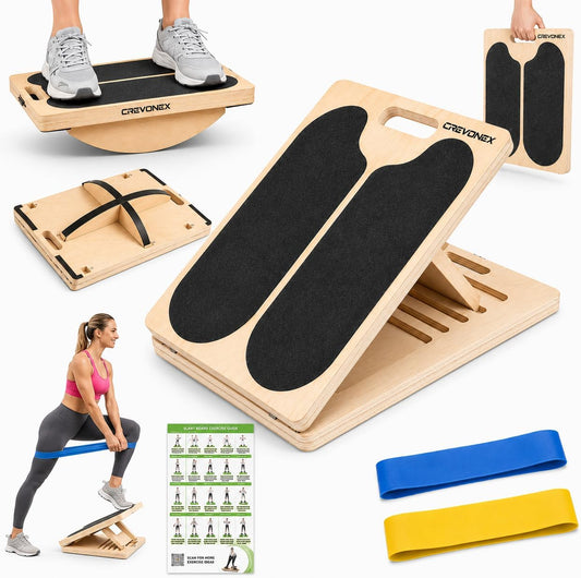 3 in 1 Adjustable Wooden Slant Board for Stretching & Physical Therapy, Anti-Slip 5 Angle Portable Calf & Achilles Tendon Stretching Board, 400 lbs Capacity, Improve Flexibility, Foot Pain Relief
